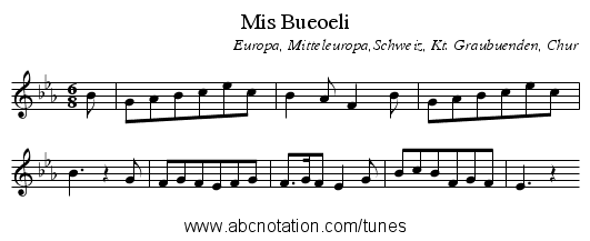 Mis Bueoeli - staff notation