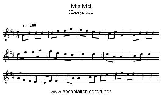 Mis Mel - staff notation