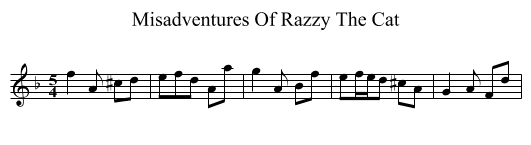 Misadventures Of Razzy The Cat - staff notation