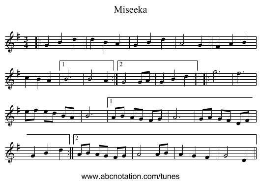 Miseeka - staff notation
