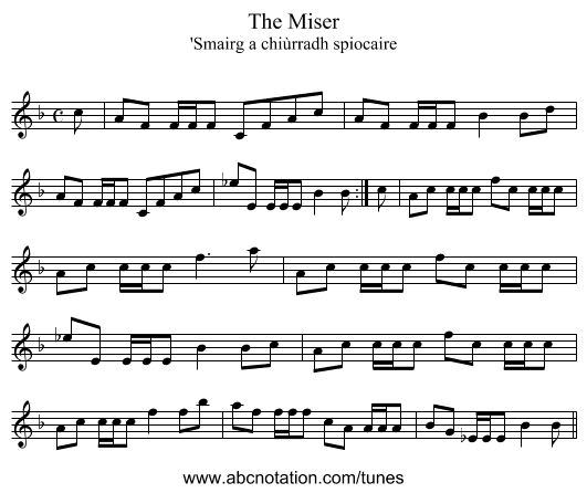 Miser, The - staff notation