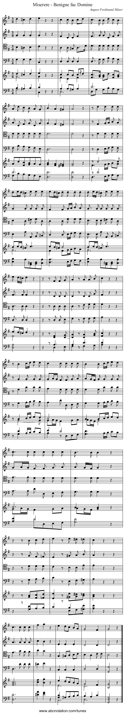Miserere - Benigne fac Domine - staff notation