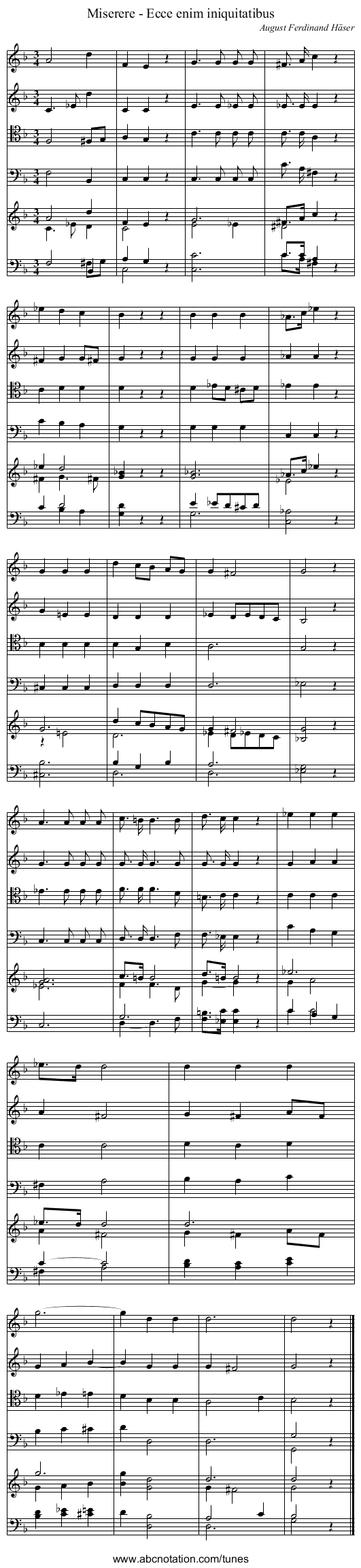Miserere - Ecce enim iniquitatibus - staff notation