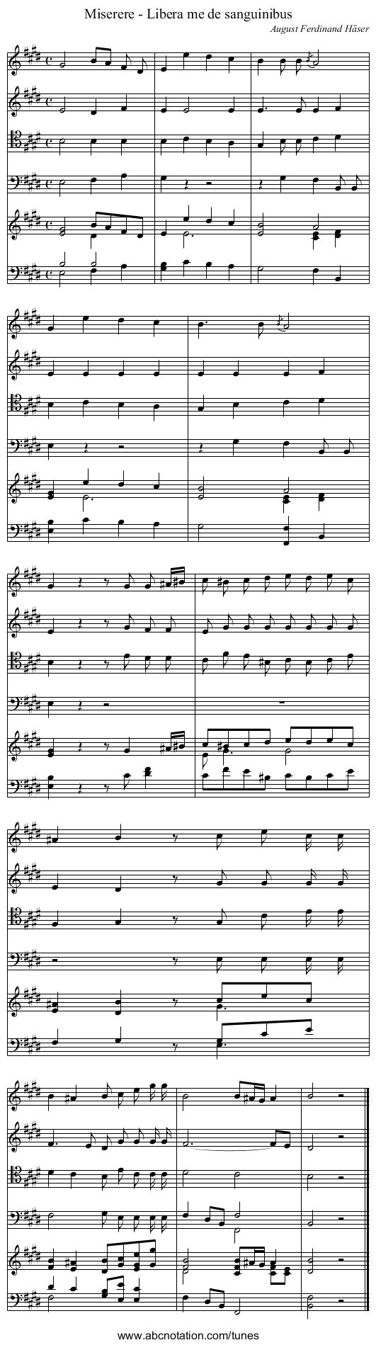 Miserere - Libera me de sanguinibus - staff notation