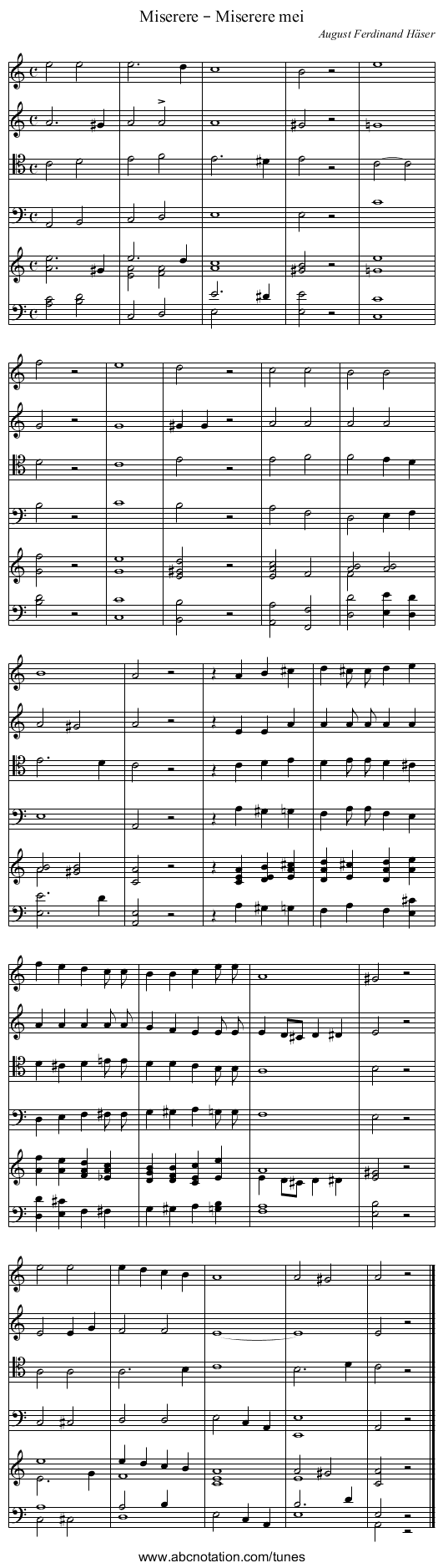 Miserere – Miserere mei - staff notation