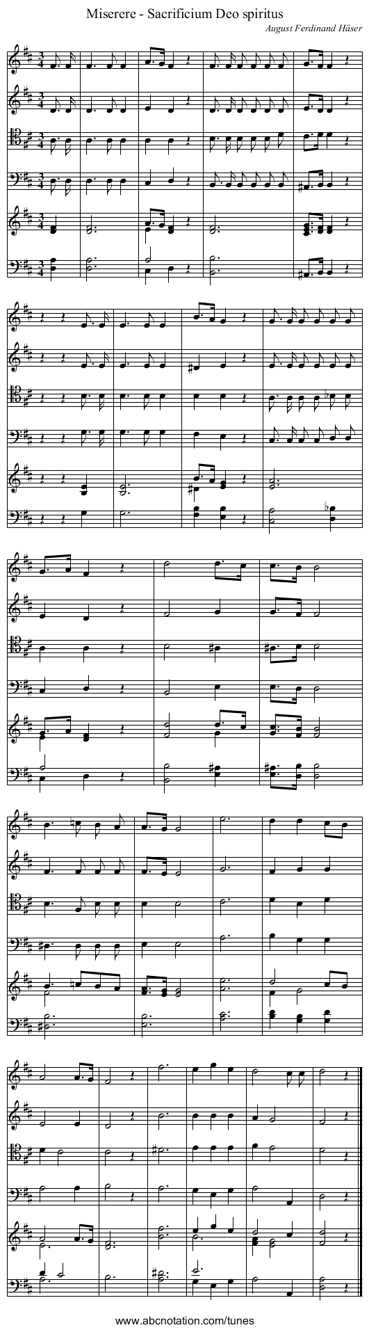Miserere - Sacrificium Deo spiritus - staff notation
