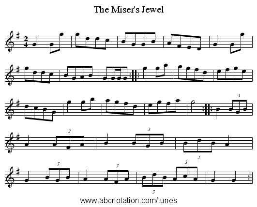 Miser's Jewel, The - staff notation