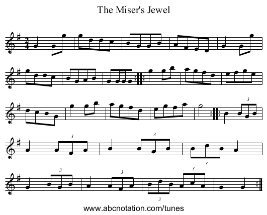 Miser's Jewel, The - staff notation