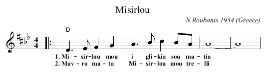 Misirlou - staff notation