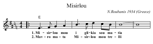 Misirlou - staff notation