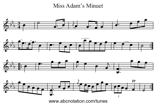Miss Adam’s Minuet - staff notation