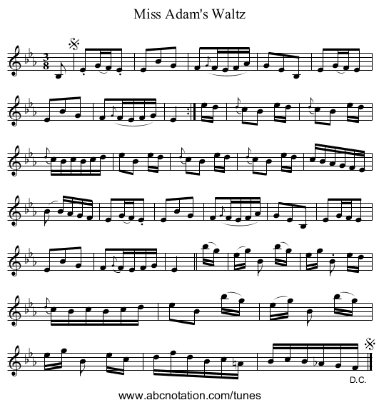Miss Adam's Waltz - staff notation