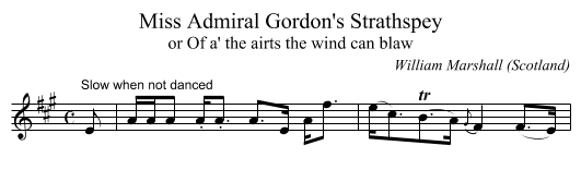 Miss Admiral Gordon's Strathspey - staff notation