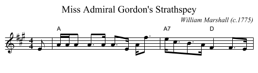 Miss Admiral Gordon's Strathspey - staff notation
