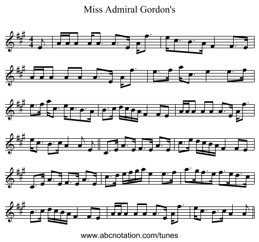 Miss Admiral Gordon's - staff notation