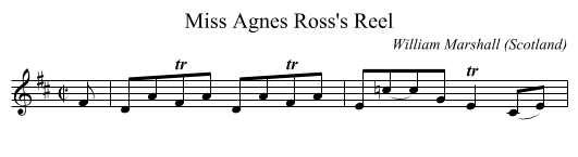 Miss Agnes Ross's Reel - staff notation