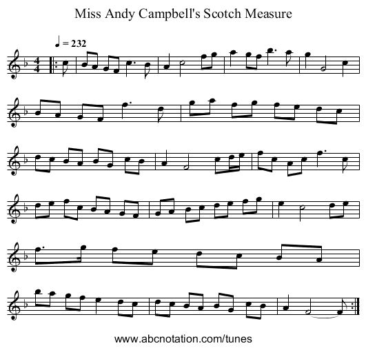 Miss Andy Campbell's Scotch Measure - staff notation