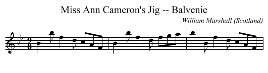 Miss Ann Cameron's Jig -- Balvenie - staff notation
