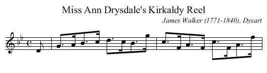 Miss Ann Drysdale's Kirkaldy Reel - staff notation