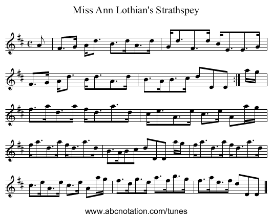 Miss Ann Lothian's Strathspey - staff notation