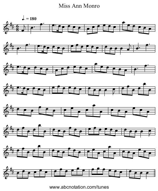 Miss Ann Monro - staff notation