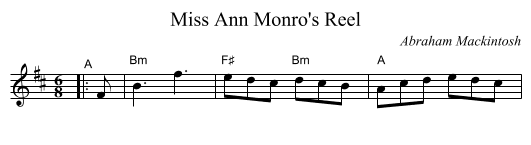 Miss Ann Monro's Reel - staff notation