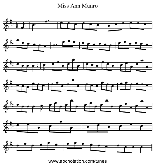 Miss Ann Munro - staff notation