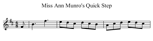 Miss Ann Munro's Quick Step - staff notation