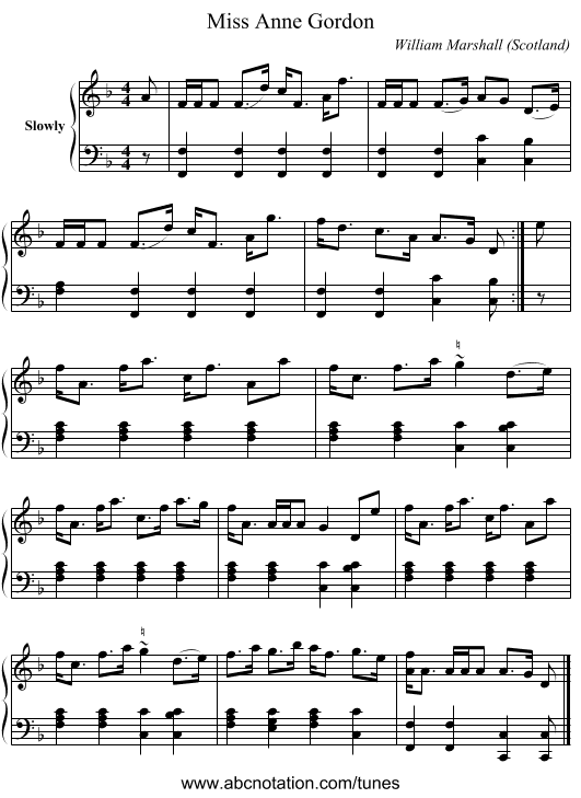 Miss Anne Gordon - staff notation