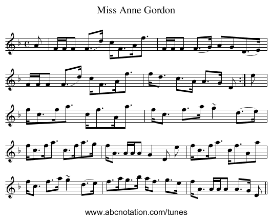 Miss Anne Gordon - staff notation