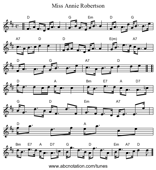 Miss Annie Robertson - staff notation