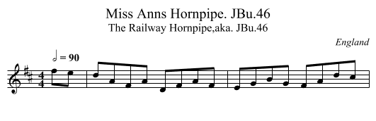 Miss Anns Hornpipe. JBu.46 - staff notation