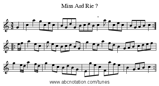 Miss Ard Rie ? - staff notation