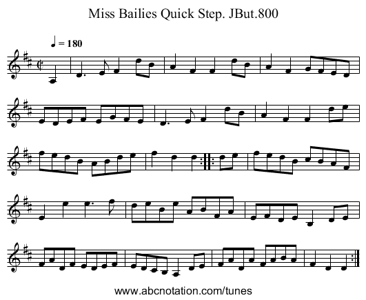 Miss Bailies Quick Step. JBut.800 - staff notation