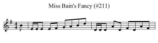 Miss Bain's Fancy (#211) - staff notation