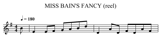 MISS BAIN'S FANCY (reel) - staff notation