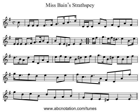 Miss Bain’s Strathspey - staff notation