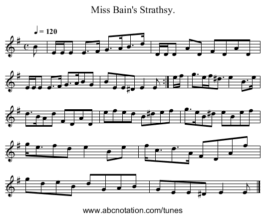 Miss Bain's Strathsy. - staff notation