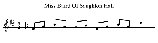 Miss Baird Of Saughton Hall - staff notation