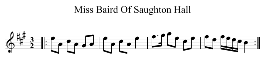 Miss Baird Of Saughton Hall - staff notation