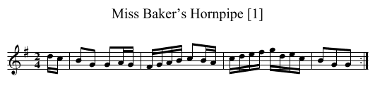 Miss Baker’s Hornpipe [1] - staff notation