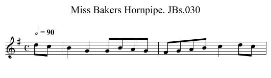 Miss Bakers Hornpipe. JBs.030 - staff notation