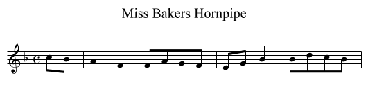 Miss Bakers Hornpipe - staff notation