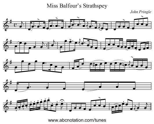 Miss Balfour’s Strathspey - staff notation