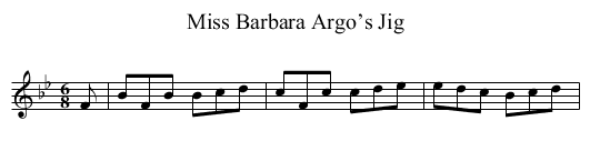 Miss Barbara Argo’s Jig - staff notation