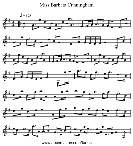 Miss Barbara Cunningham - staff notation