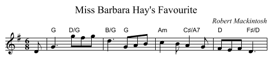 Miss Barbara Hay's Favourite - staff notation