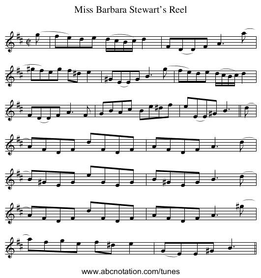 Miss Barbara Stewart’s Reel - staff notation