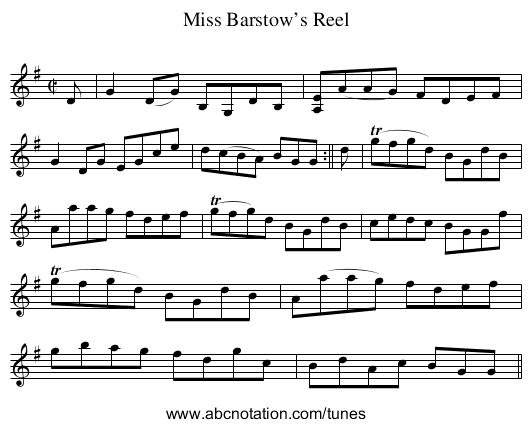 Miss Barstow’s Reel - staff notation