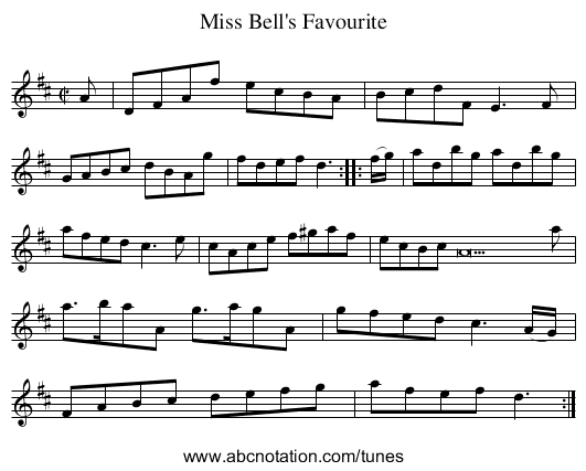 Miss Bell's Favourite - staff notation